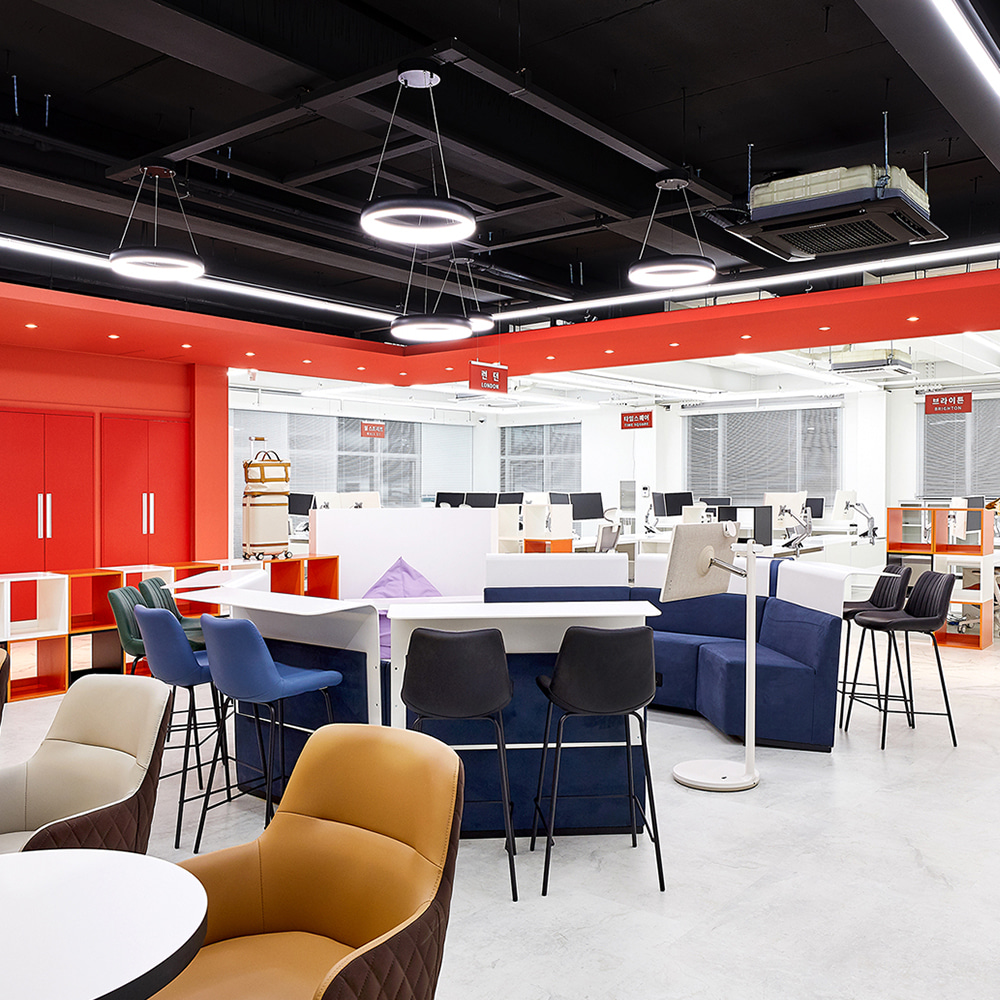 회사가구, 회사포트폴리오, 사옥, 로비, 로비인테리어, 사옥인테리어